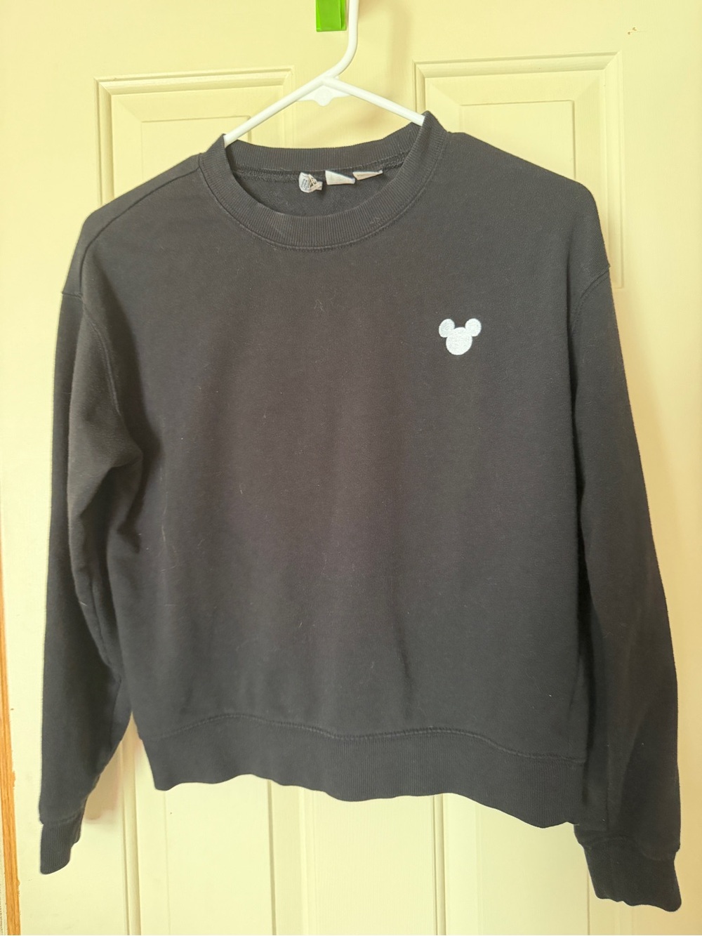 H&M Divided Black Crewneck Sweater with Small White Mickey Icon